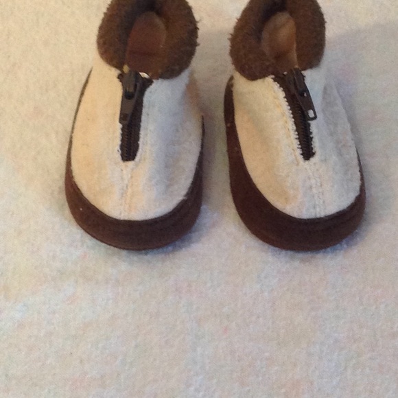 GOLD BUG baby boots  infants sz S  zipper top boots  cream and brown - Picture 4 of 4